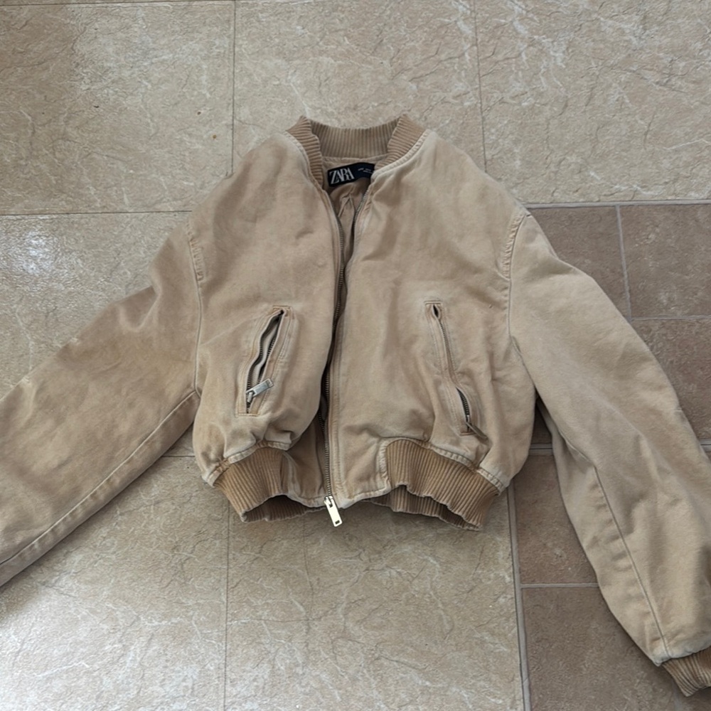 Zara Beige Bomber Jacket